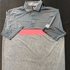 FootJoy FJ Performance Golf Polo Eisenhower Golf Club Grey/Pink Size XL